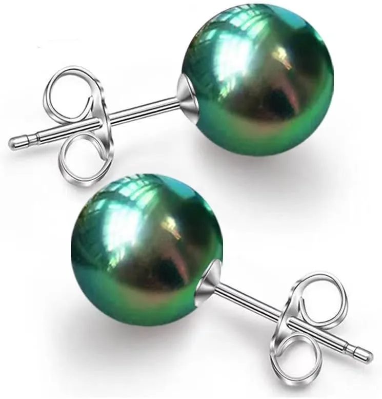 10/12mm Ocean Shell Pearl Stud Earrings Multicolor Shell Beads Pearl Stud Earrings Fashion Jewelry for Women