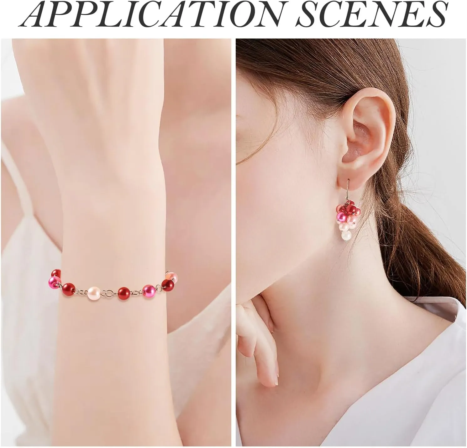 120 Pcs Round Glass Pearl Links Pendants Bracelets Necklace Earring Dangle Charms with Double Loops 12-13mm/13-14mm for Ocean Summer Jewelry Making Crafts