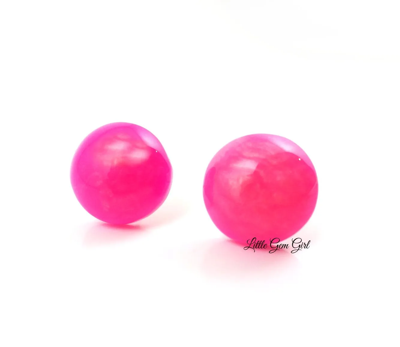 12mm Resin Pearl Glitter Swirl Stud Earrings with Titanium or Stainless Steel Posts for Sensitive Ears - Hypoallergenic and Nickel Free (Hot Pink)