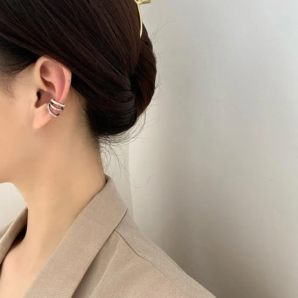 14k Gold Ear Cuff for Women Cubic Zirconia Stainless Steel Huggie Ear Cuffs for Women Non Piercing Cartilage Cuff Earrings Ear Clips Jewelry