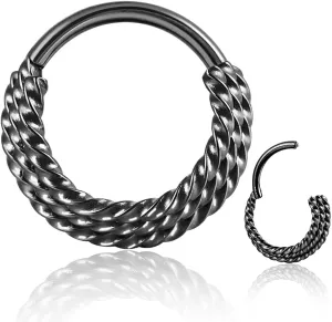 16G Hinged Nose Rings Hoops: 316L Surgical Steel Septum Rings Hoops, Hinged Segment Nose Lips Helix Cartilage Clicker Hoop Earrings,Rook Daith Tragus Piercing Rings for Women Men 8mm