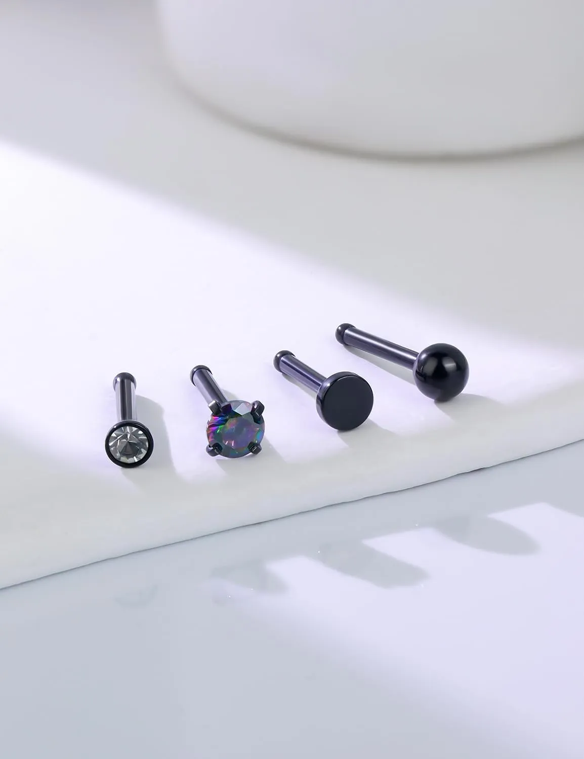 18G 20G Nose Rings Studs Piercing Jewelry for Women 316L Surgical Steel L Shaped Screw Straight Nose Rings Studs Hypoallergenic Nostril Piercing Jewelry for Women Men CZ 2mm 2.5mm 3mm