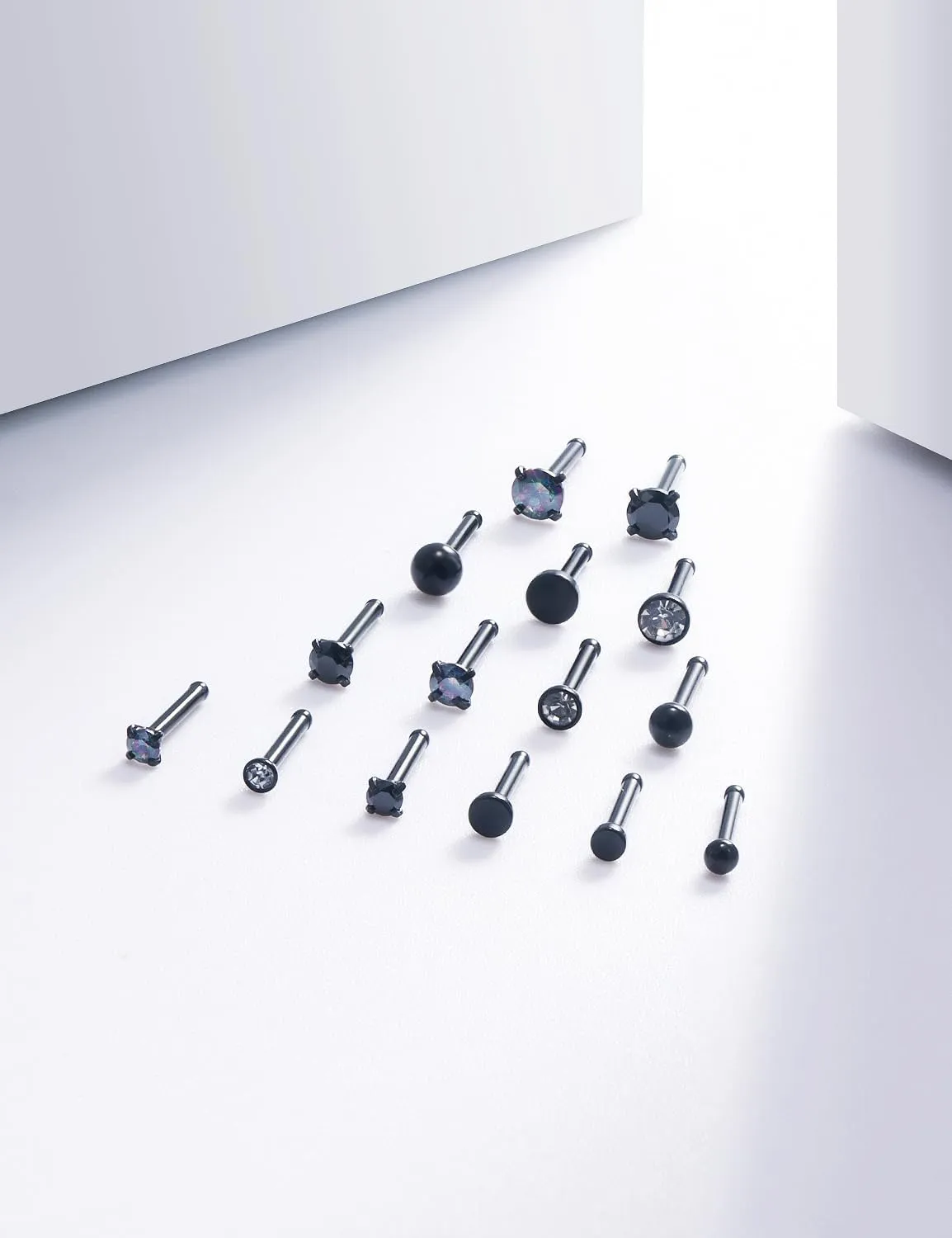 18G 20G Nose Rings Studs Piercing Jewelry for Women 316L Surgical Steel L Shaped Screw Straight Nose Rings Studs Hypoallergenic Nostril Piercing Jewelry for Women Men CZ 2mm 2.5mm 3mm