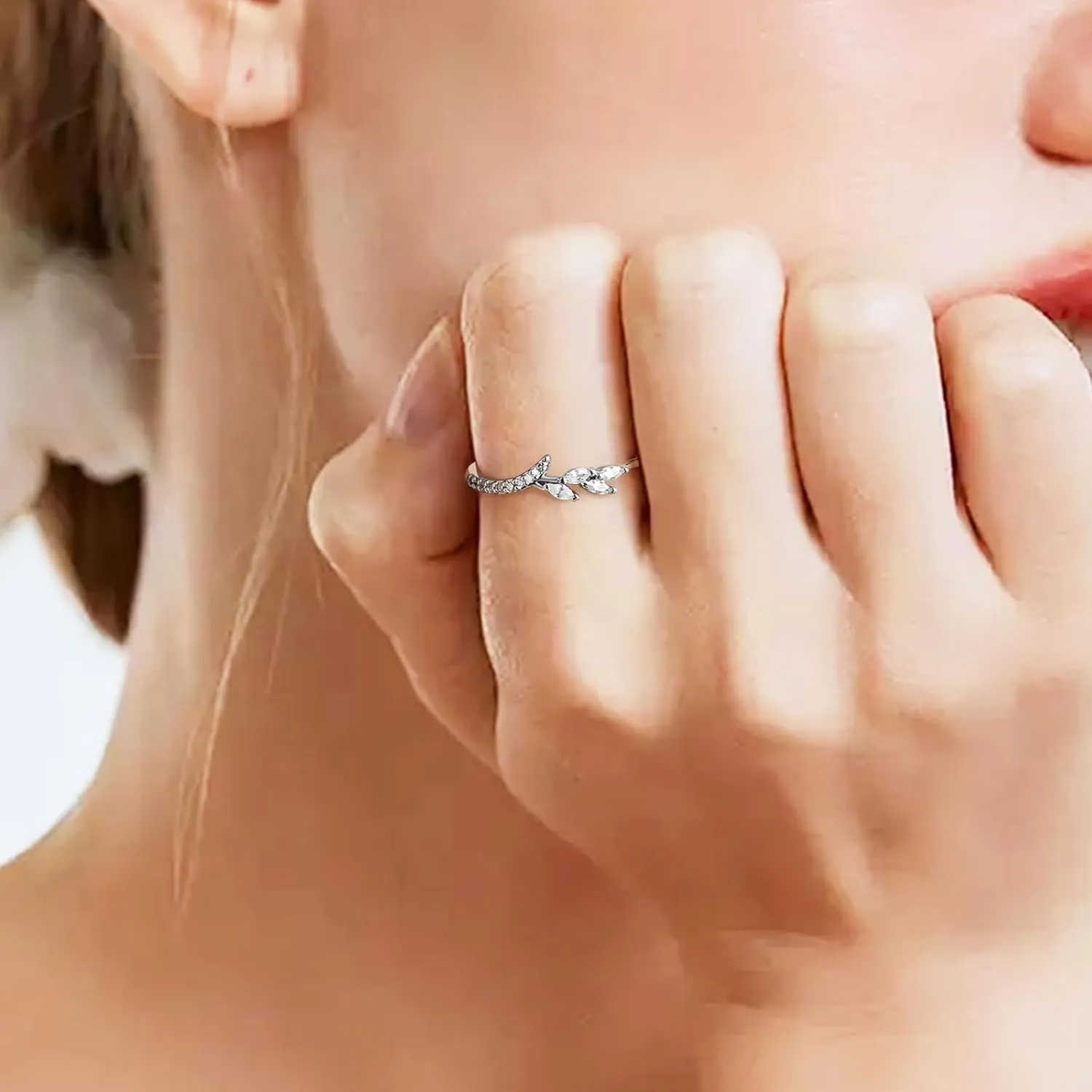 18K Gold Open Eternity Band Rings for Women - CZ Stones Thin Full Stackable Simulated Diamond Rings - Cute Half Pave Anniversary Dainty Statement 5/6/7/8/9/10