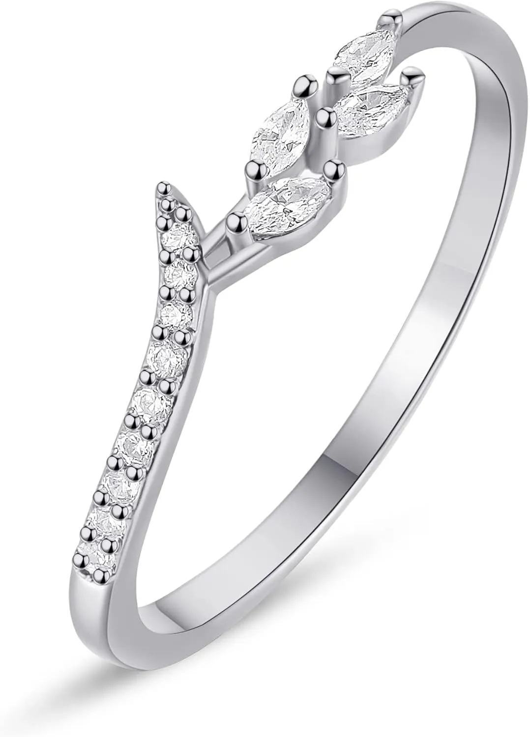 18K Gold Open Eternity Band Rings for Women - CZ Stones Thin Full Stackable Simulated Diamond Rings - Cute Half Pave Anniversary Dainty Statement 5/6/7/8/9/10