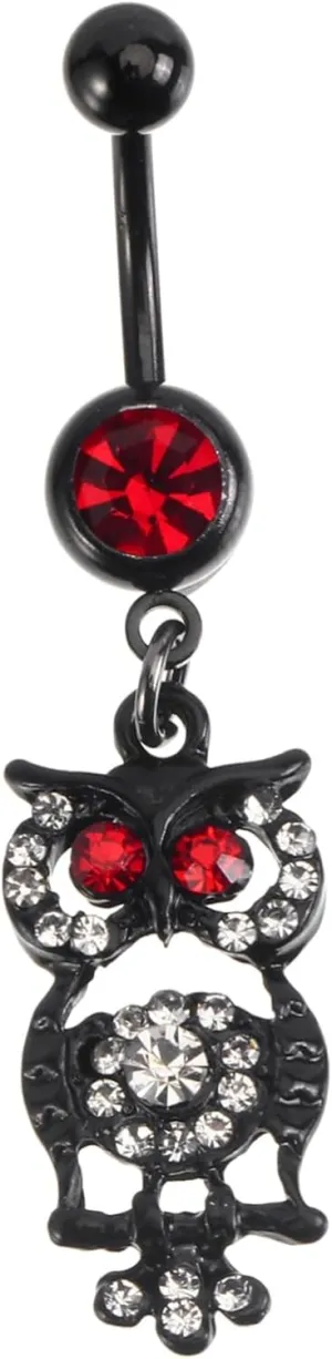 1Pc Owl Belly Button Ring with Diamond Decor Cute Navel Jewelry for Women Durable Body Piercing Ring for Daily Wear Parties Beach Outfits