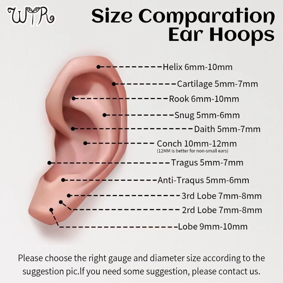 20G 18G 16G 14G Hoop Nose Rings: 7mm 8mm 9mm 10mm 12mm 2 Pcs Surgical Steel Septum Rings Clicker for Lip Cartilage Helix Tragus Conch Rook Daith Lobe Seamless Hoop Unisex Hinged Body Piercing Jewelry