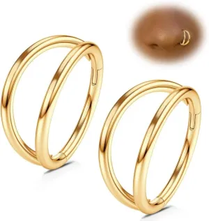 20G 18G 16G 14G Hoop Nose Rings: 7mm 8mm 9mm 10mm 12mm 2 Pcs Surgical Steel Septum Rings Clicker for Lip Cartilage Helix Tragus Conch Rook Daith Lobe Seamless Hoop Unisex Hinged Body Piercing Jewelry