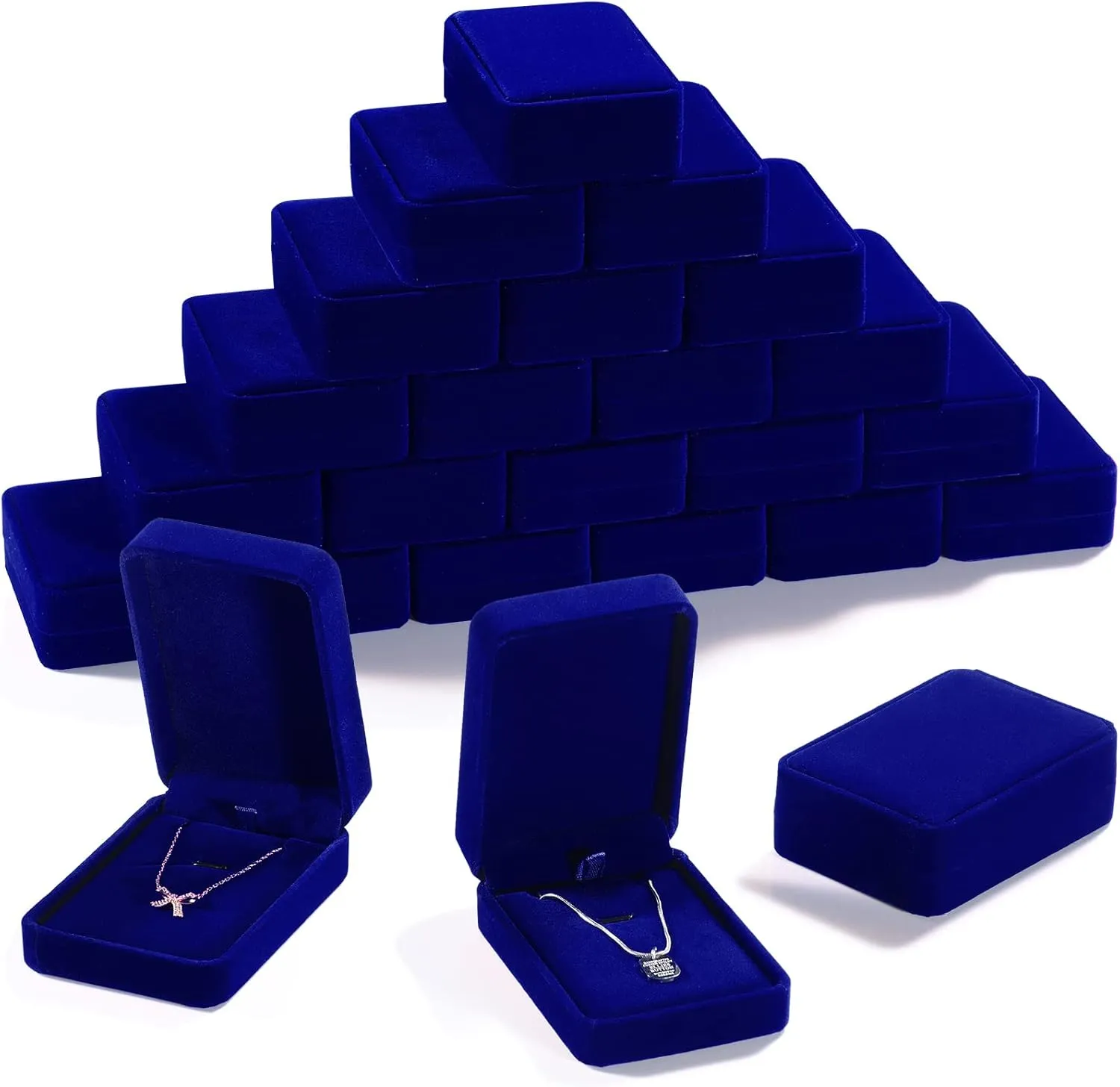 24 Pcs Necklace Pendant Box Velvet Jewelry Storage Display Case Ring Earring Pendant Jewelry Boxes Pearl Necklace Holder Gift Boxes for Christmas Wedding Engagement Birthday Anniversary(Royal Blue)
