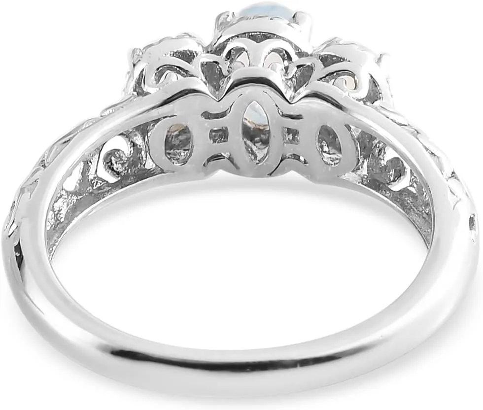 3 Birthstone Rings for Women in 925 Sterling Silver with Platinum Plated Daughters Mothers Ring - Gemstone Jewelry Birthday for Her Birthday Gifts
