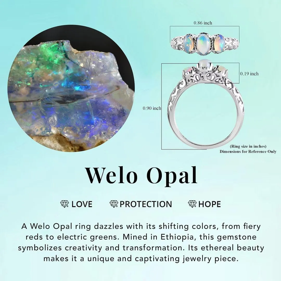 3 Birthstone Rings for Women in 925 Sterling Silver with Platinum Plated Daughters Mothers Ring - Gemstone Jewelry Birthday for Her Birthday Gifts