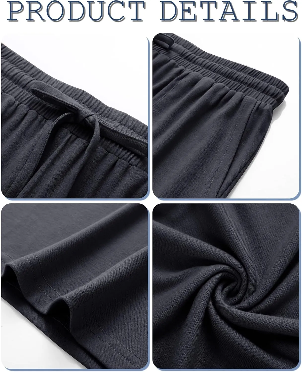 3 Pack Plus Size Pants for Women Wide Leg Casual Pant Drawstring Stretchy Waist Trousers with Pockets