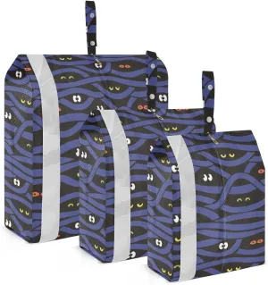 3 Set Travel Packing Cubes For Suitcases, Mistery Eyes Halloween, Stackable, Garment Bag Closet Storage, Luggage Space Saver, Luggages Management Personnel