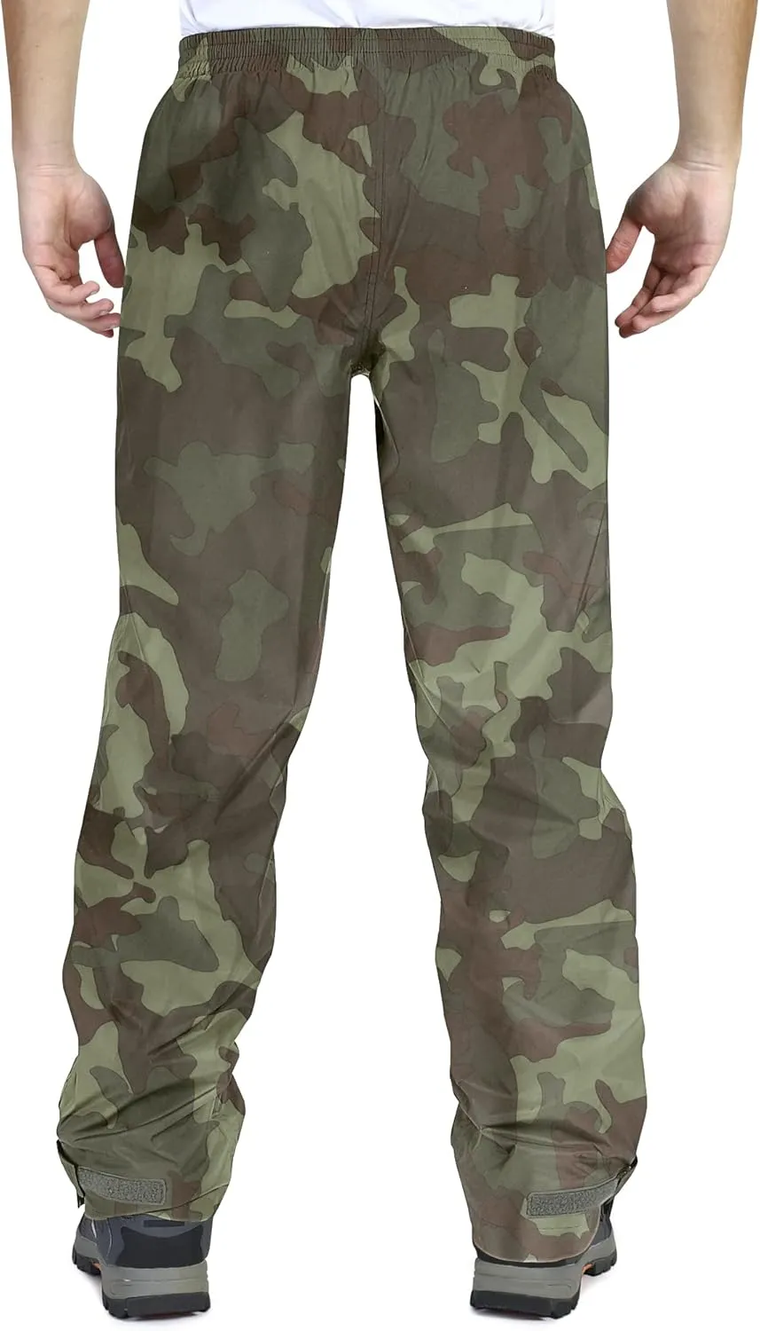 33,000ft Men's Rain Pants, Waterproof Rain Over Pants, Windproof Outdoor Pants for Hiking, Fishing