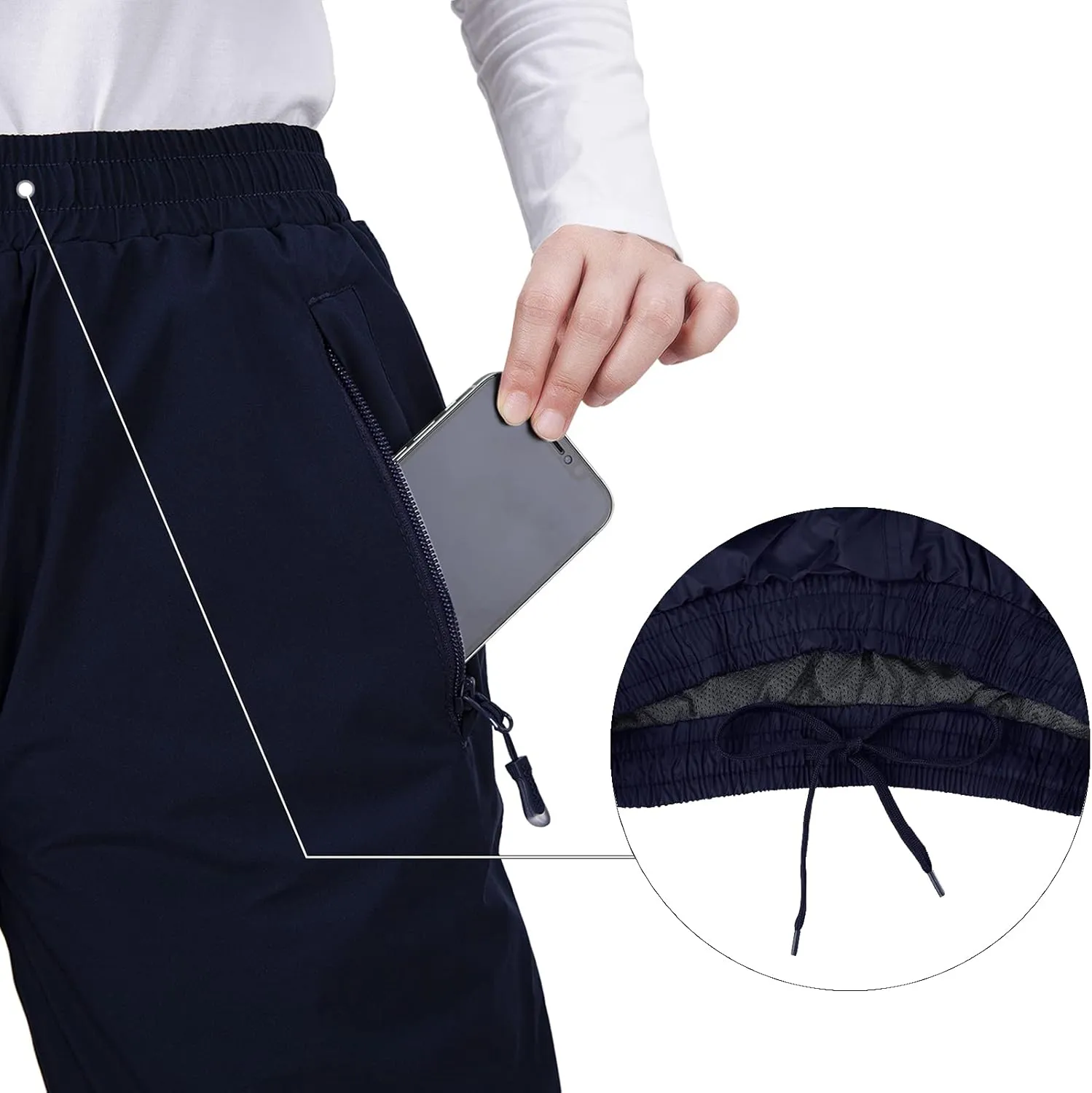 33,000ft Women's Rain Pants, Lightweight Waterproof Rain Over Pants, Windproof Hiking Pants for Outdoor, Fishing, Rainy Day