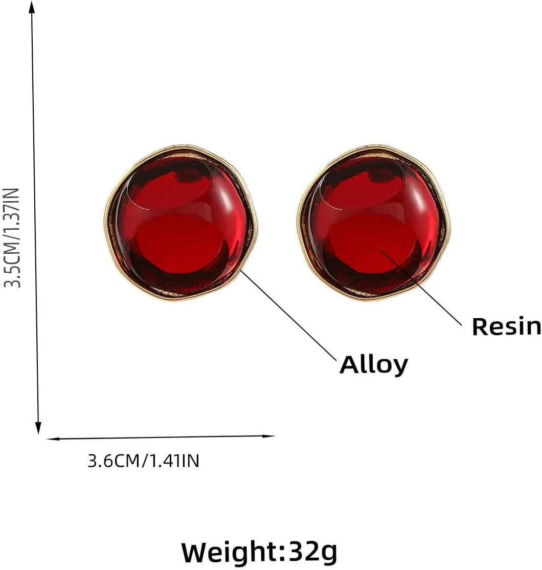 3.5 * 3.6cm round European and American women's minimalist geometric resin earrings