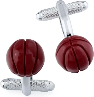 3D Red Basketball Men's Cuff links With Gift Box.