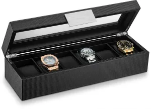 6 Watch Box for Men - Mens Watch Case w Glass Lid  Luxury Mens Watch Box - Watch Holder for Men w Metal Accents & Sturdy Hinges - Modern & Masculine Watch Display Case