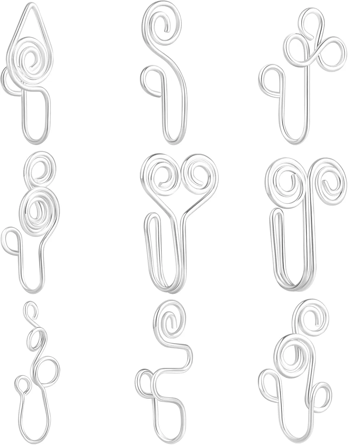 9 12 Pcs African Nose Cuff Jewelry Non Piercing Fake Nose Ring Clip on Surgical Steel Faux Nose Piercing for Women