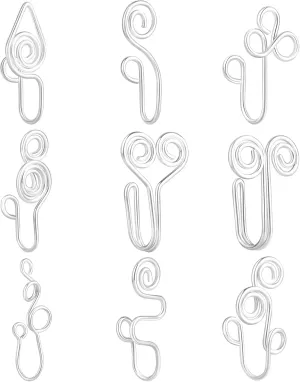 9 12 Pcs African Nose Cuff Jewelry Non Piercing Fake Nose Ring Clip on Surgical Steel Faux Nose Piercing for Women