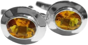 925 Sterling Silver Citrine Cufflinks 2.2 ct Citrine 6x8 mm Oval Citrine Cufflinks For Men Bestman Cufflinks Father's Day Gifts