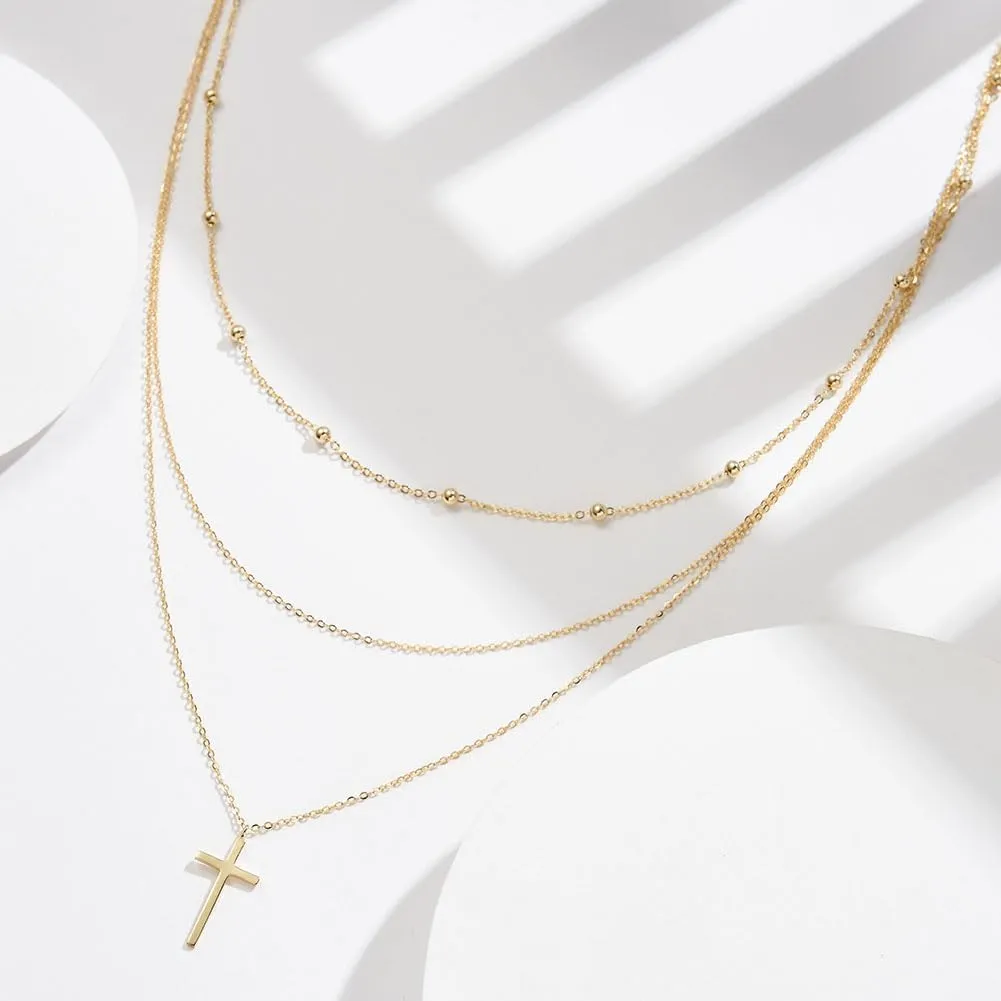 925 Sterling Silver Simple Cross Pendant Necklace for Women Christian Birthday Baptism Gift
