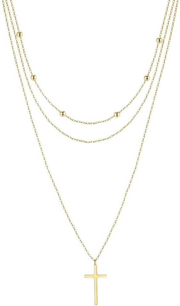 925 Sterling Silver Simple Cross Pendant Necklace for Women Christian Birthday Baptism Gift