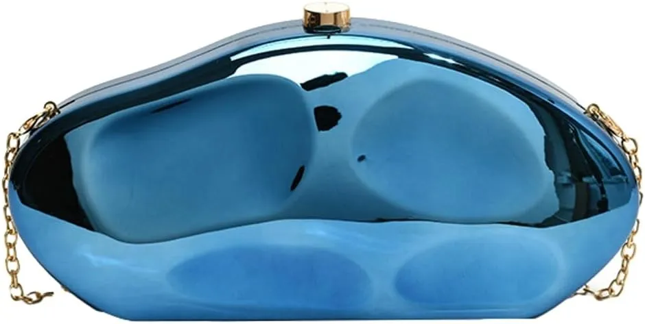 Acrylic Clutch Purse for Women Irregular Shell Metallic Evening Bag Glitter Crossbody Bag for Party Wedding Prom