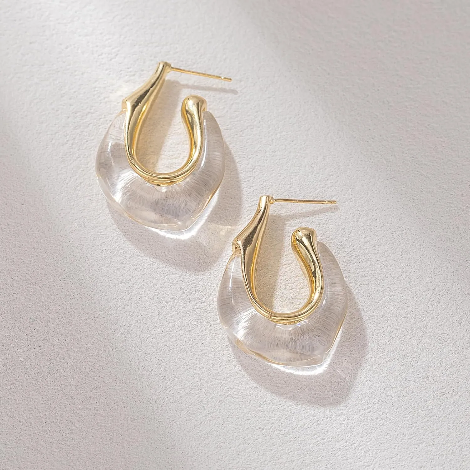 Acrylic Gold Hoop Earrings Chunky Huggie Statement Vintage Earrings Cute Resin Drop Earring Trendy Jewelry Gifts for Women