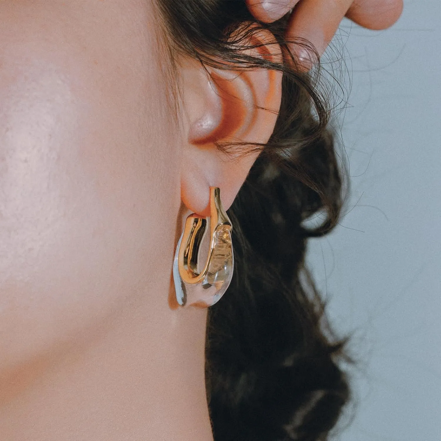 Acrylic Gold Hoop Earrings Chunky Huggie Statement Vintage Earrings Cute Resin Drop Earring Trendy Jewelry Gifts for Women
