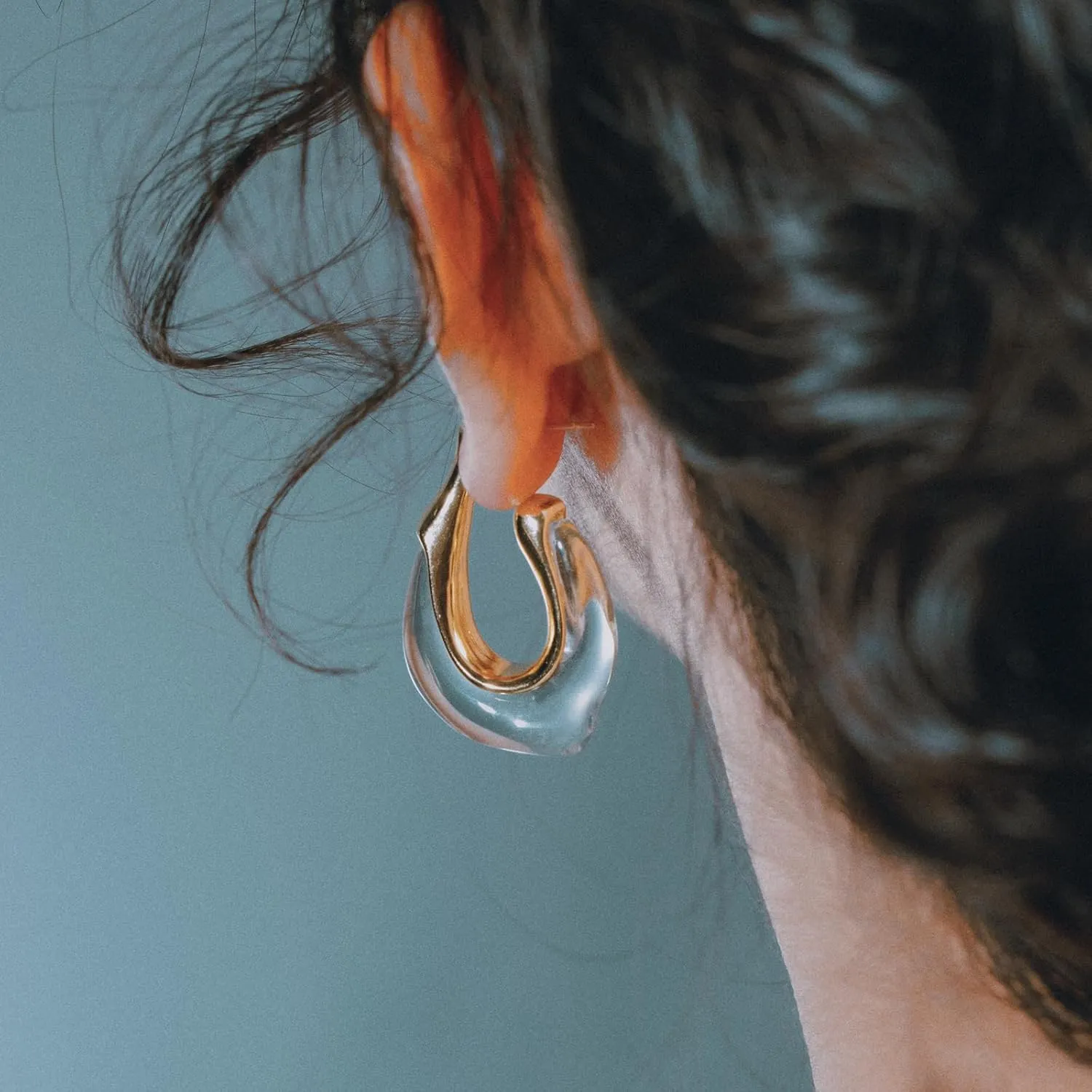 Acrylic Gold Hoop Earrings Chunky Huggie Statement Vintage Earrings Cute Resin Drop Earring Trendy Jewelry Gifts for Women