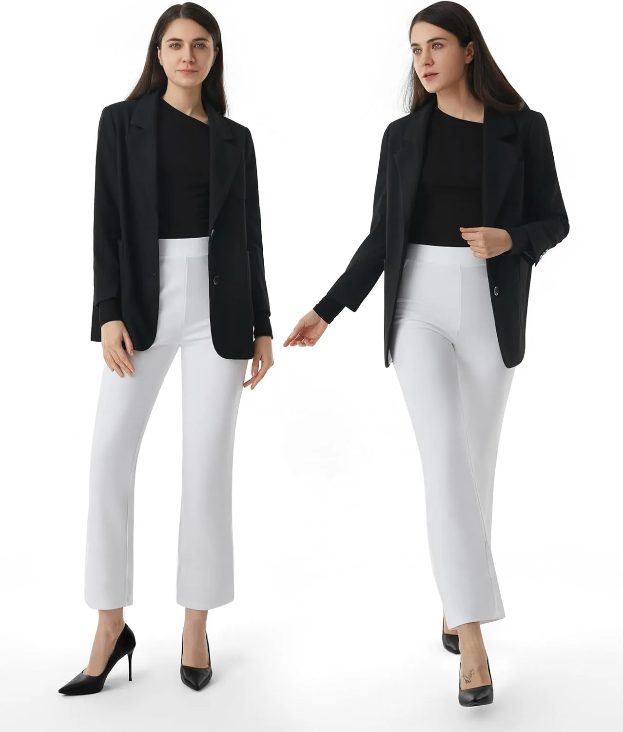 AFITNE Women's Yoga Dress Pants with Pockets High Waisted Pull On Straight Leg Cropped Pants Stretchy Work Ankle Pants