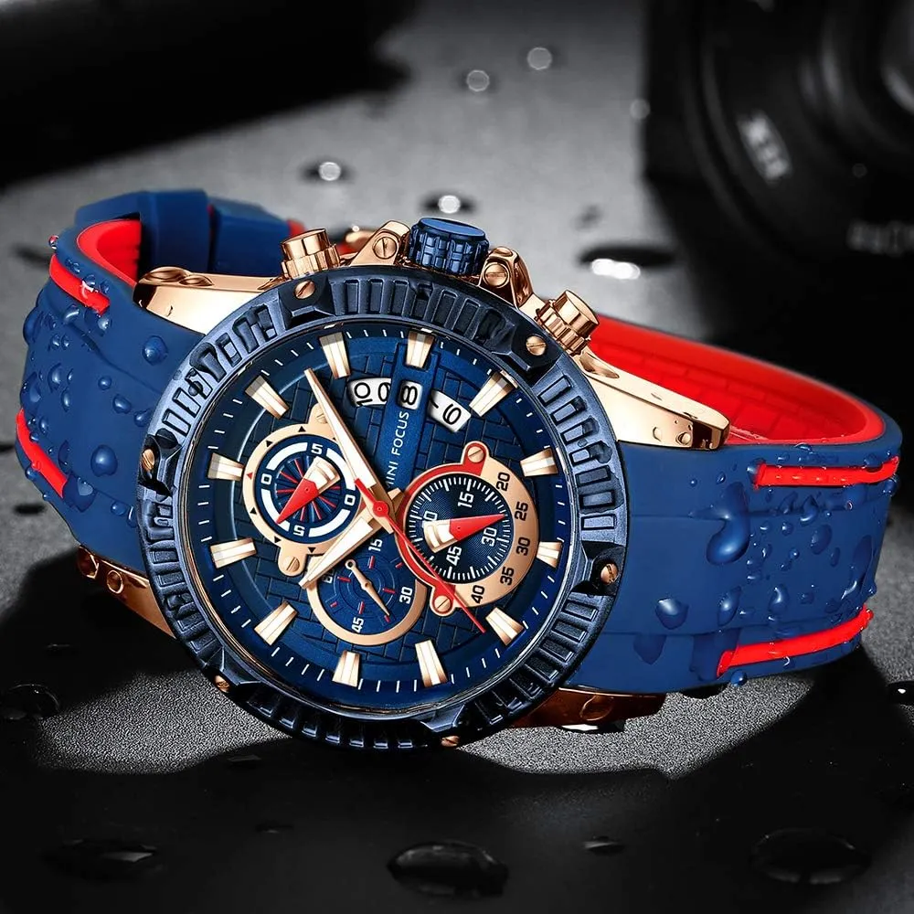 AIMES Mens Watches Fashion Casual Sport Chronograph Waterproof Military Watches Stylish Silicone Strap Business Work Wrist Watch