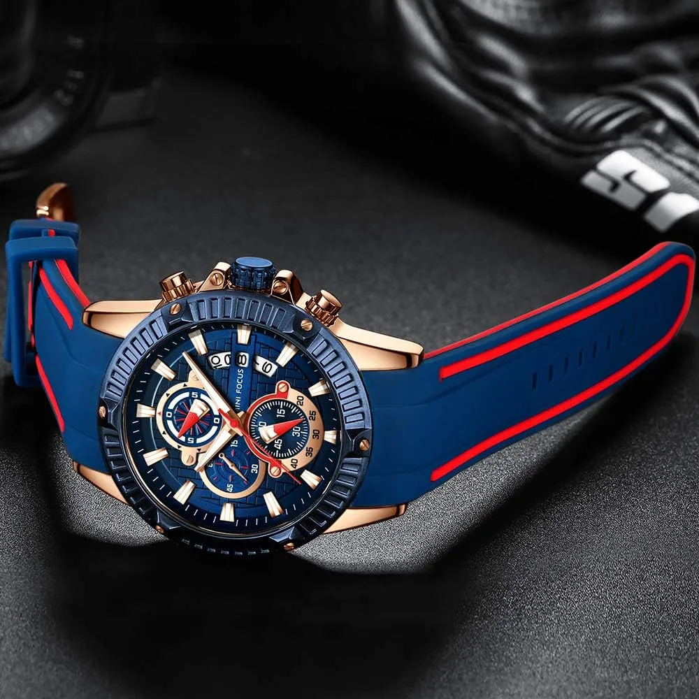 AIMES Mens Watches Fashion Casual Sport Chronograph Waterproof Military Watches Stylish Silicone Strap Business Work Wrist Watch