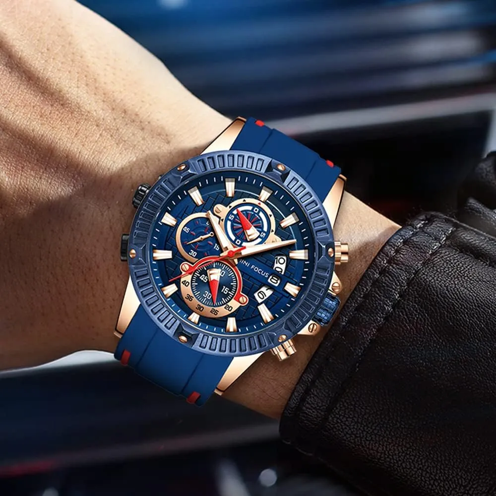 AIMES Mens Watches Fashion Casual Sport Chronograph Waterproof Military Watches Stylish Silicone Strap Business Work Wrist Watch