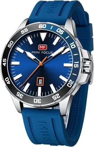 AIMES Mens Watches Stylish Casual Sports Military Watch for Men Quartz Luminous Calendar Easy Read Blue Silicone Band Waterproof Unique Wristwatch
