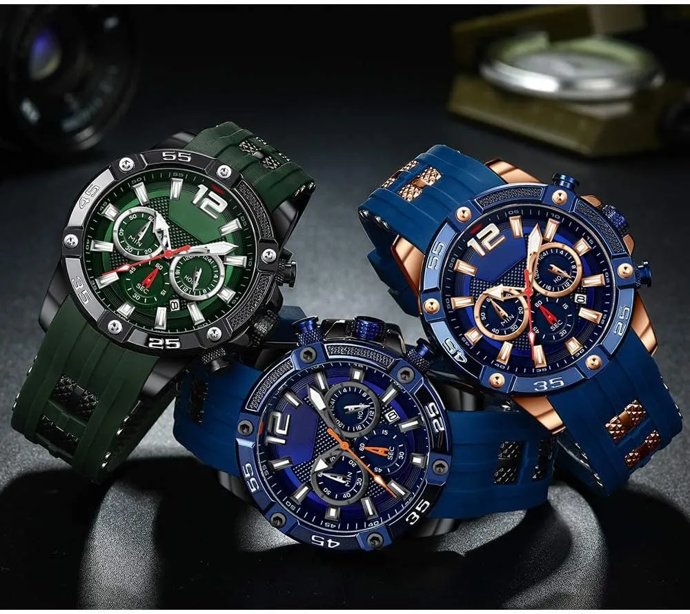 AIMES Watch for Men Sport Military Waterproof Chronograph Mens Watches Analog Quartz Big Face Classic Stylish Fashion Casual Designer Business Work Wrist Watch Elegant Gift for Men