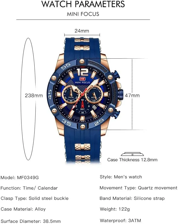 AIMES Watch for Men Sport Military Waterproof Chronograph Mens Watches Analog Quartz Big Face Classic Stylish Fashion Casual Designer Business Work Wrist Watch Elegant Gift for Men