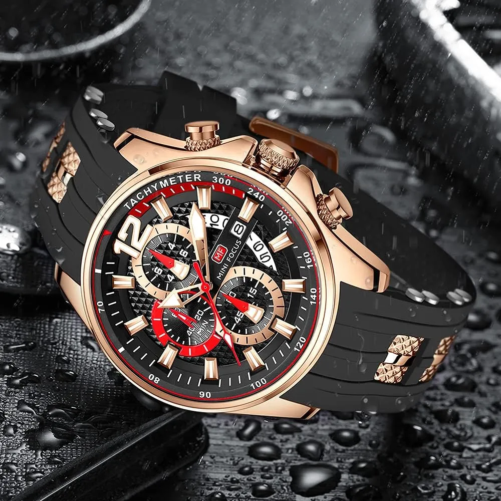 AIMES Watches for Mens Fashion Sports Waterproof Chronograph Watches with Silicone Strap Business Work Wrist Watch Auto Date