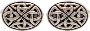 Alexander Castle Men's Cufflinks 925 Sterling Silver Oxidized Celtic Cufflinks 17mm x 12mm Oval Celtic Trinity Cufflinks with Jewelry Gift Box