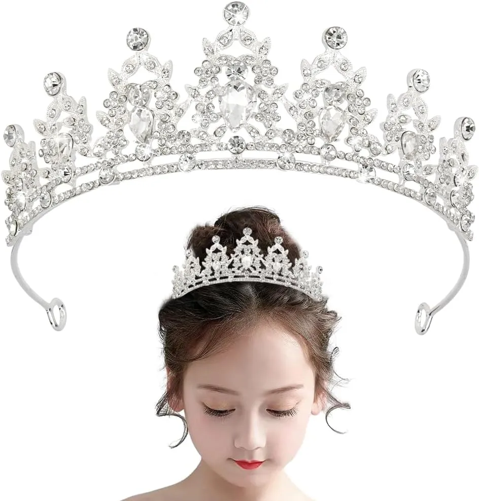 ANBALA Crystal Tiaras Princess Crown for Girls Crowns for Women Silver Headpiece for Wedding Birthday Prom Cosplay Halloween