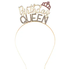 AOPRIE Birthday Crown Gold Birthday Queen Headband for Girl Birthday Tiara for Women Princess Crown Rhinestone Happy Birthday Hair Accessories