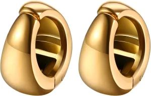 Aroncent 14K Gold Plated Chunky Ear Cuffs: Non Pierced Small Huggies Lightweight Cartilage Ear Clips for Women - Comfortable Daily Wear Jewelry
