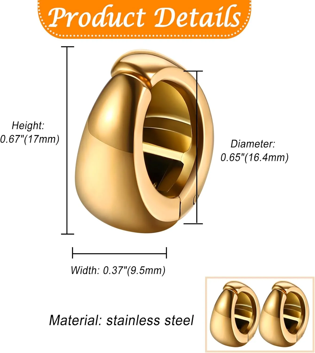 Aroncent 14K Gold Plated Chunky Ear Cuffs: Non Pierced Small Huggies Lightweight Cartilage Ear Clips for Women - Comfortable Daily Wear Jewelry