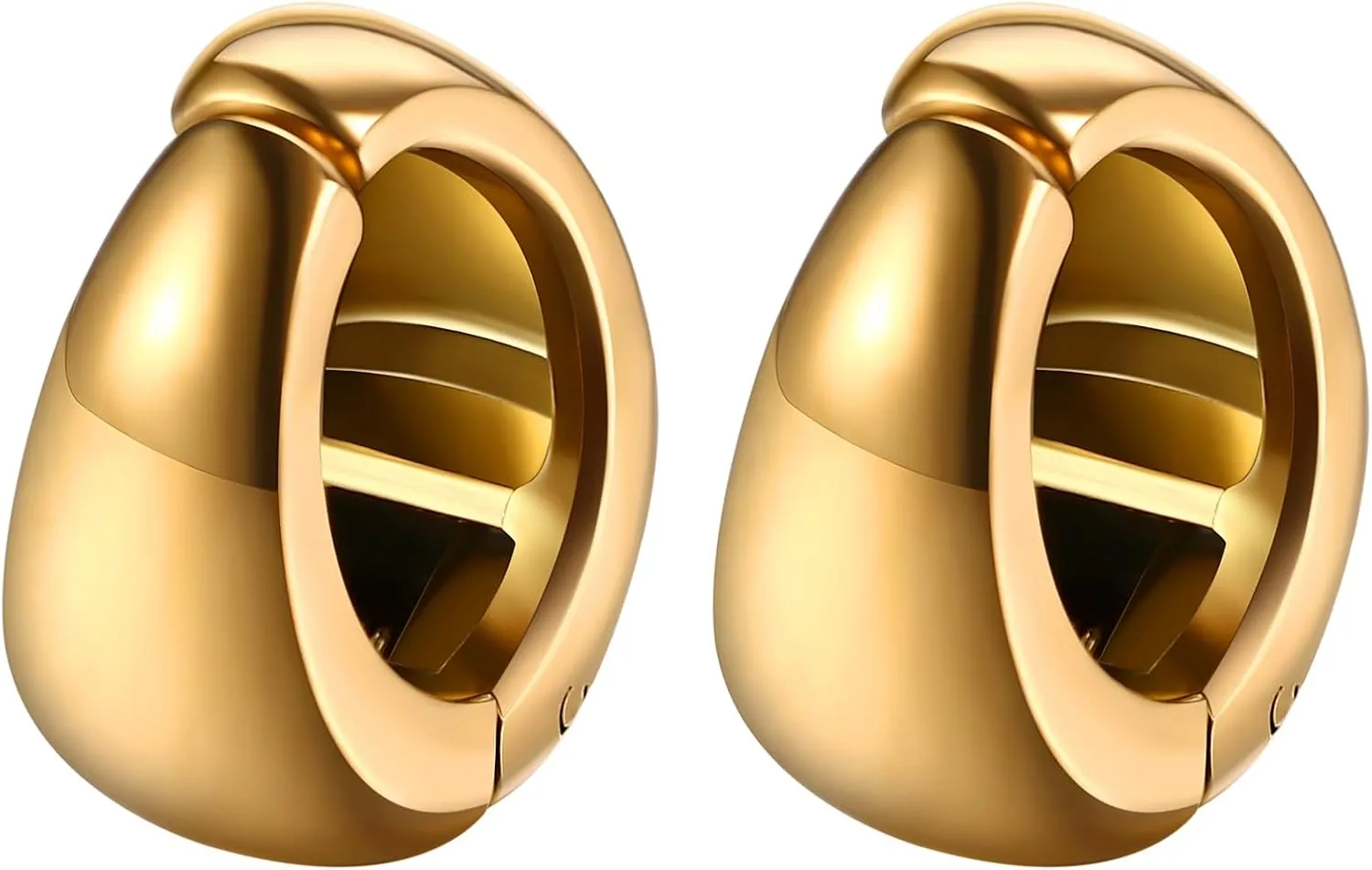 Aroncent 14K Gold Plated Chunky Ear Cuffs: Non Pierced Small Huggies Lightweight Cartilage Ear Clips for Women - Comfortable Daily Wear Jewelry