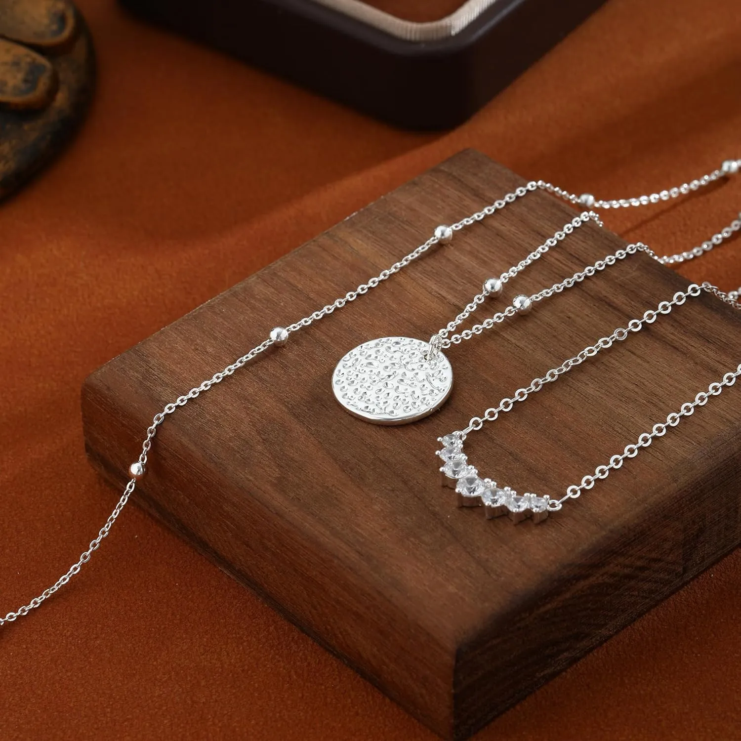 ASCOMY Gold Necklace for Women 14K Gold/Silver Plated Layered Necklaces Stackable Layering Cross Necklace Stacked Coin Pendant Pearl Herringbone Chain Stacking Gold Choker Trendy Jewelry Gift for Her