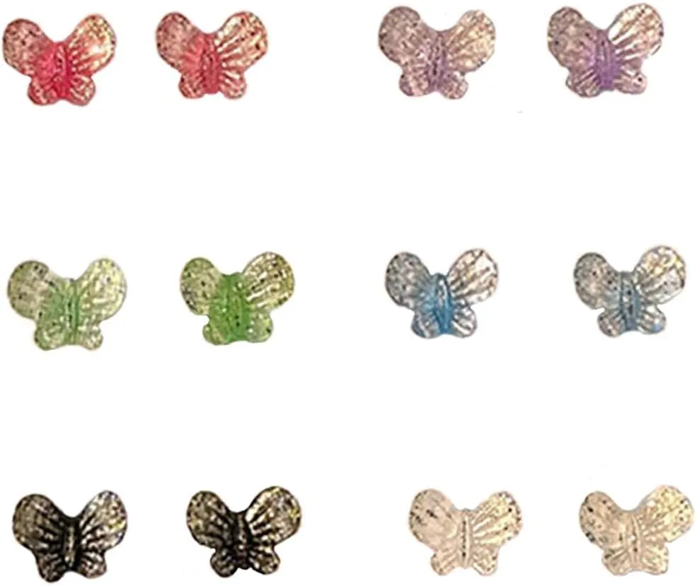 ASHMITA 7 Pairs Acrylic Flower Stud Eearrings Set Colorful Cute Resin Butterfly Earrings Set Bohemian Earrings for Women Girls Fashion Jewelry Gift
