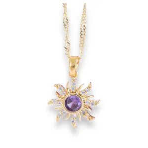 ASIK ACCESSORIES Stainless Steel Necklace-Tangled Necklace - Lost Princess -Cosplay Jewelry -Princess Necklace-Princess Crown Necklace -TANGLED SUN NECKLACE-Purple Sun
