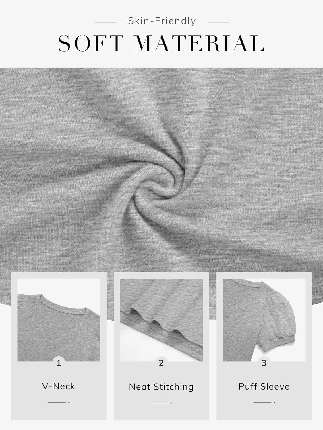 ATHMILE Womens Summer Tops V Neck T Shirts Swiss Dot Puff Sleeve Tops Loose Casual Tshirts