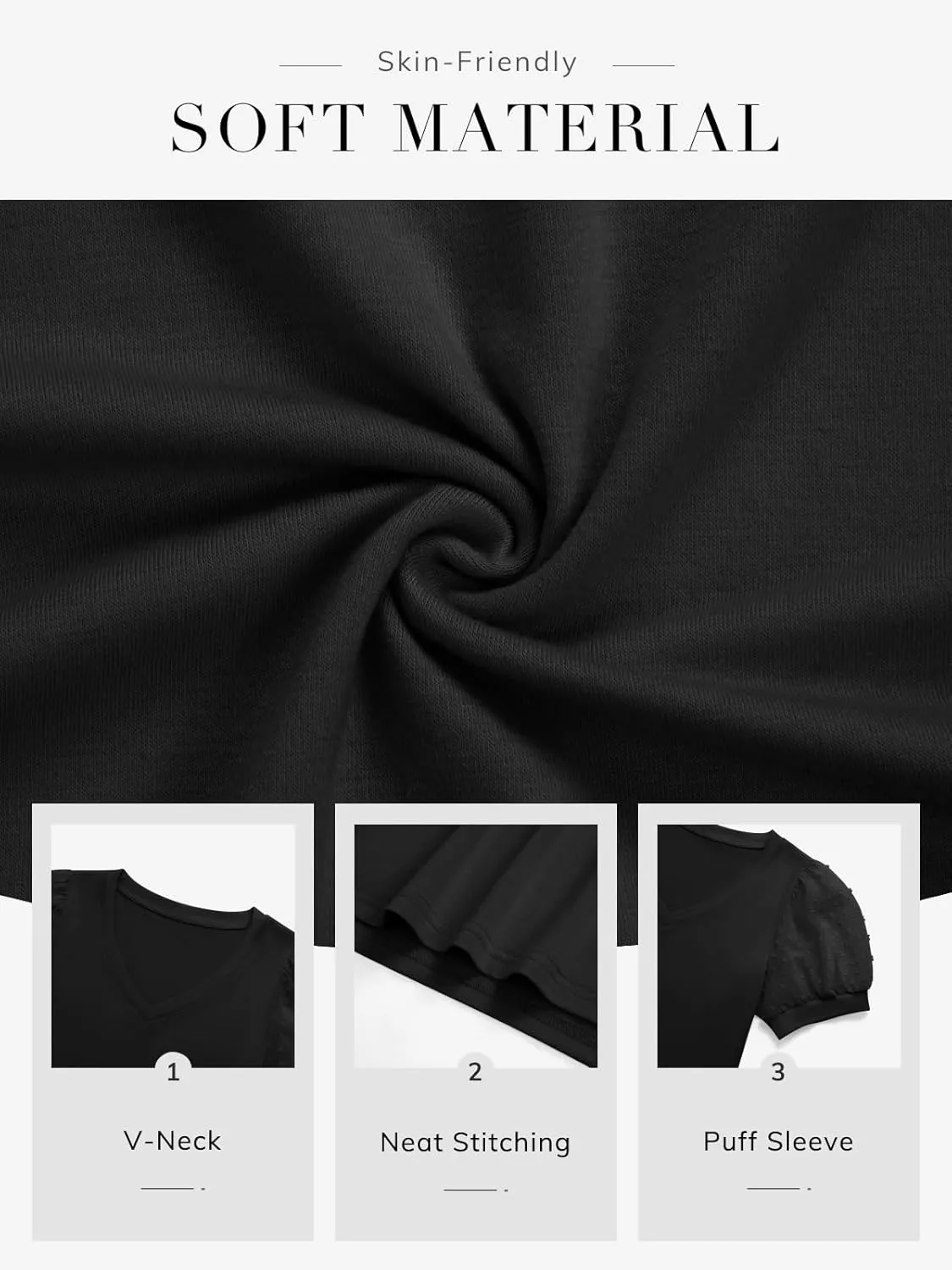 ATHMILE Womens Summer Tops V Neck T Shirts Swiss Dot Puff Sleeve Tops Loose Casual Tshirts